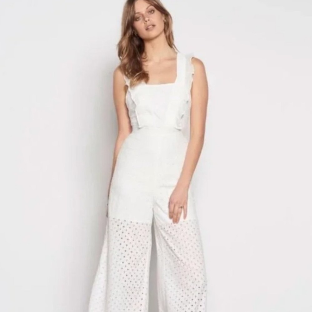 Stevie may broderie inhale eyelet white jumpsuit
